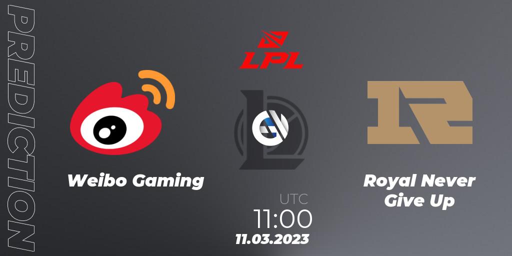 Weibo Gaming - Royal Never Give Up: прогноз. 11.03.23, LoL, LPL Spring 2023 - Group Stage