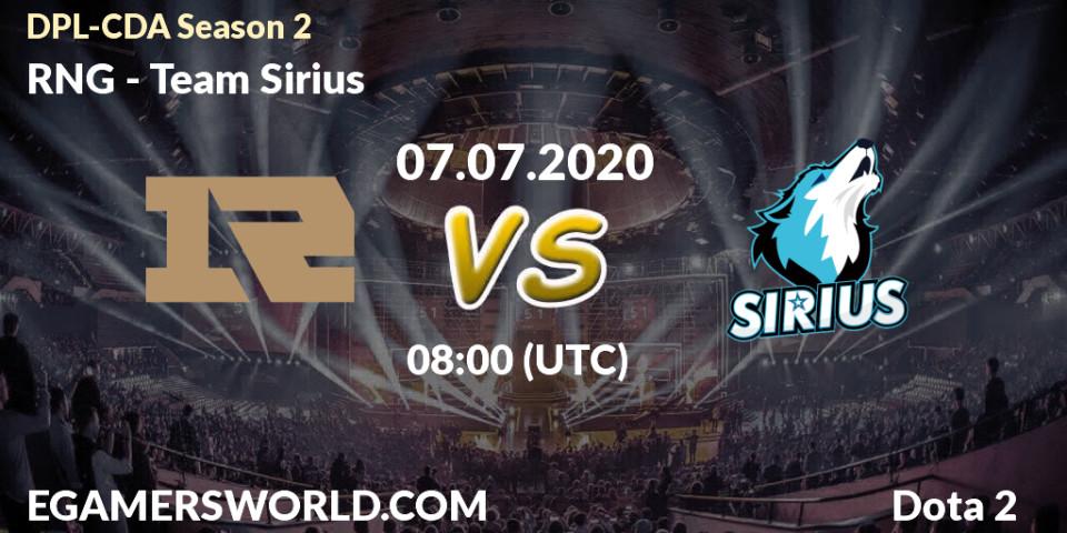 RNG - Team Sirius: прогноз. 12.07.2020 at 08:00, Dota 2, DPL-CDA Professional League Season 2