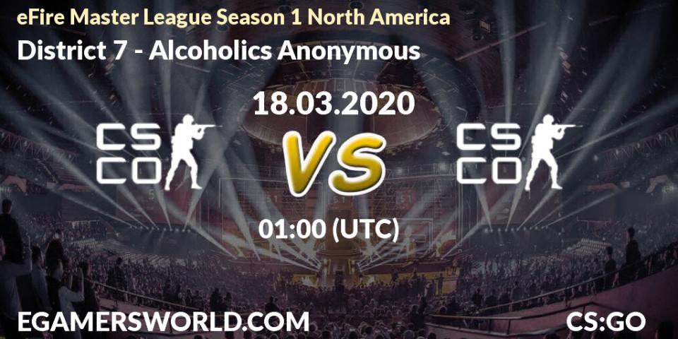 District 7 - Alcoholics Anonymous: прогноз. 18.03.2020 at 01:35, Counter-Strike (CS2), eFire Master League Season 1 North America