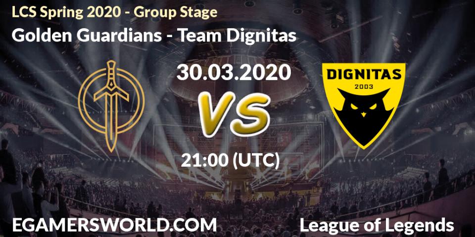 Golden Guardians - Team Dignitas: прогноз. 30.03.20, LoL, LCS Spring 2020 - Group Stage