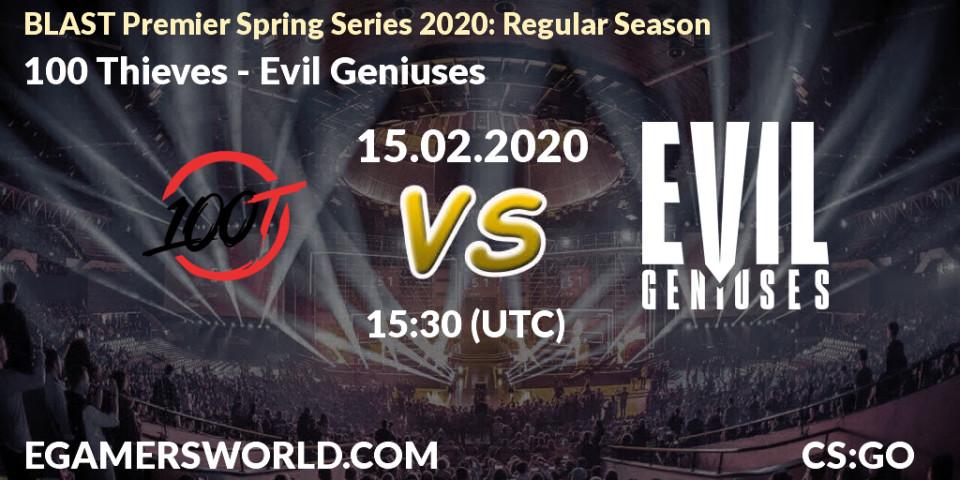 100 Thieves - Evil Geniuses: прогноз. 15.02.20, CS2 (CS:GO), BLAST Premier Spring Series 2020: Regular Season