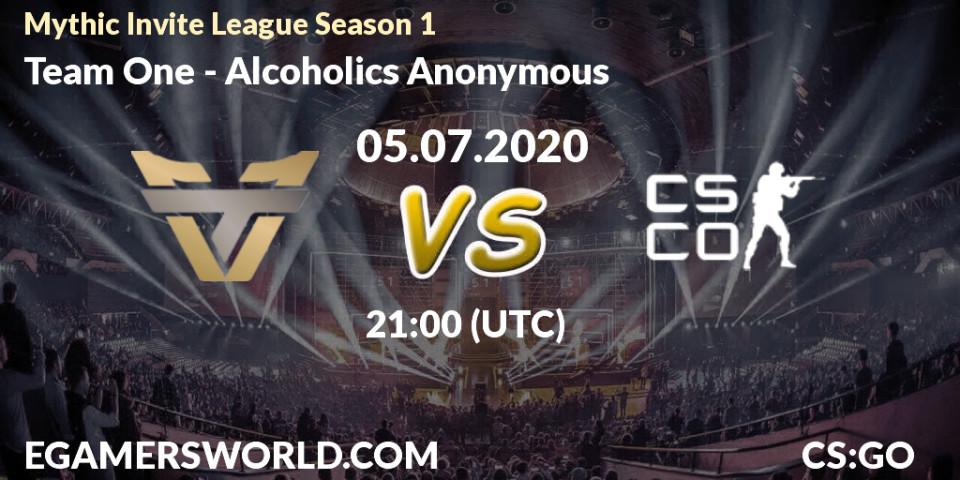 Team One - Alcoholics Anonymous: прогноз. 05.07.2020 at 21:00, Counter-Strike (CS2), Mythic Invite League Season 1