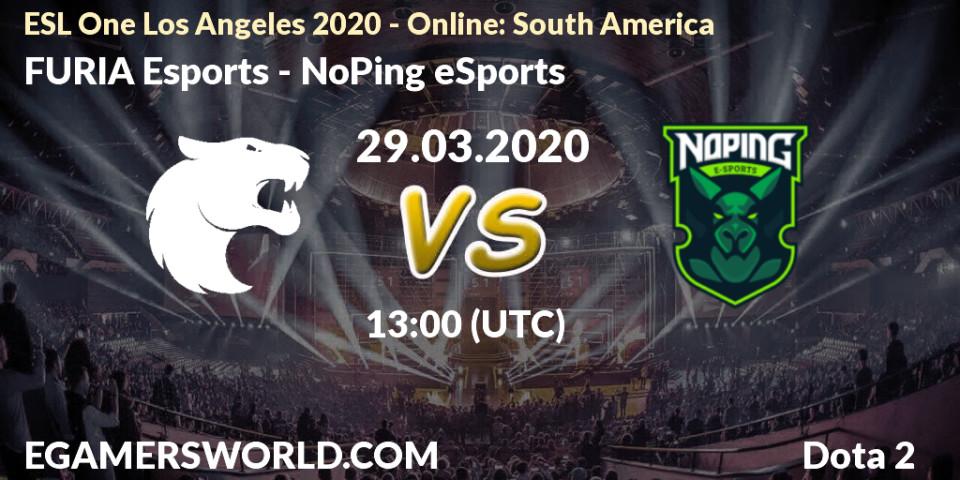 FURIA Esports - NoPing eSports: прогноз. 28.03.2020 at 00:15, Dota 2, ESL One Los Angeles 2020 - Online: South America