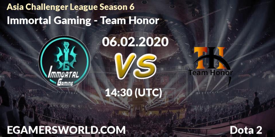 Immortal Gaming - Team Honor: прогноз. 06.02.20, Dota 2, Asia Challenger League Season 6
