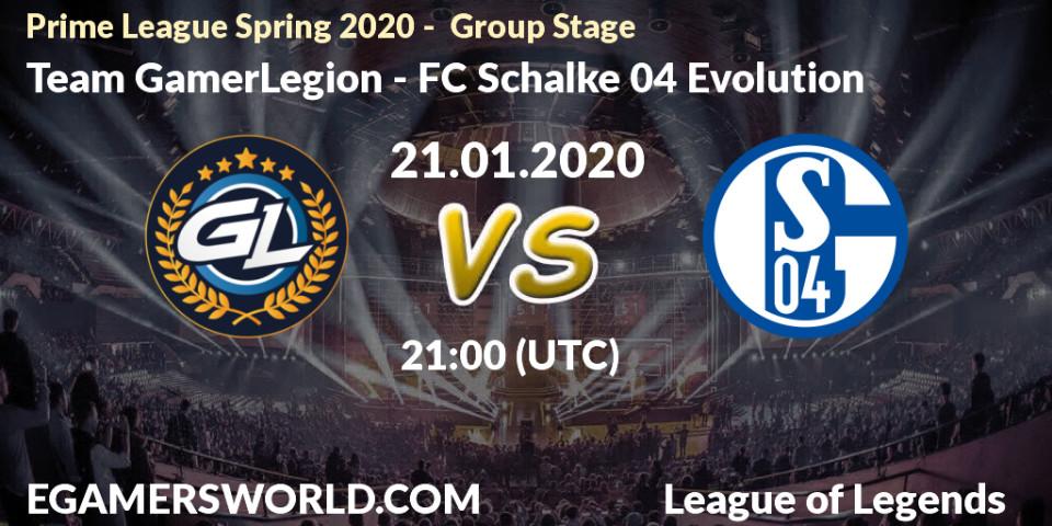 Team GamerLegion - FC Schalke 04 Evolution: прогноз. 23.01.20, LoL, Prime League Spring 2020 - Group Stage