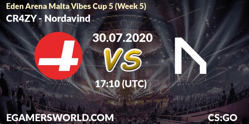 CR4ZY - Nordavind: прогноз. 30.07.20, CS2 (CS:GO), Eden Arena Malta Vibes Cup 5 (Week 5)