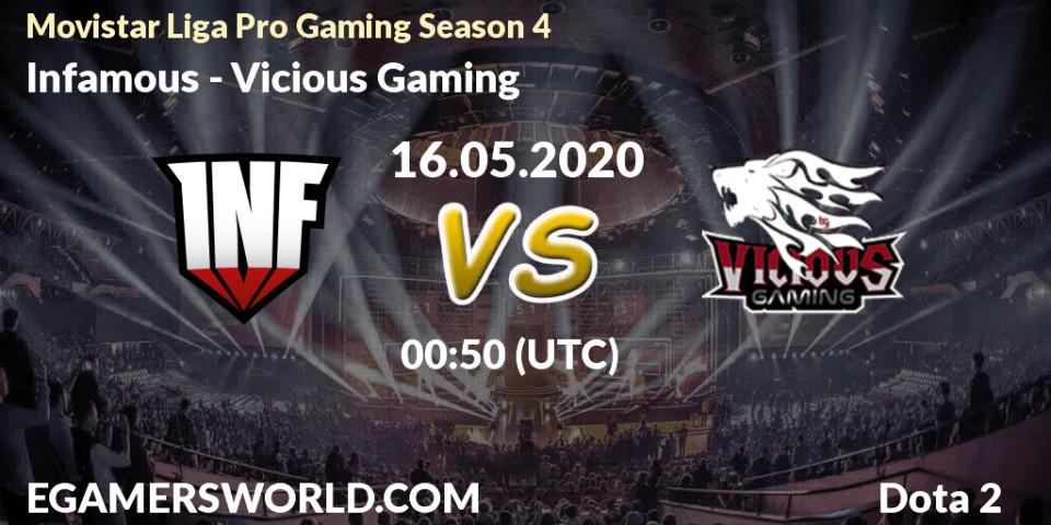 Infamous - Vicious Gaming: прогноз. 16.05.2020 at 01:10, Dota 2, Movistar Liga Pro Gaming Season 4