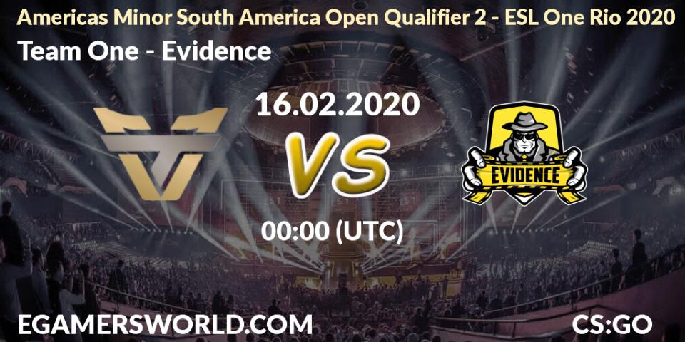 Team One - Evidence: прогноз. 16.02.20, CS2 (CS:GO), Americas Minor South America Open Qualifier 2 - ESL One Rio 2020