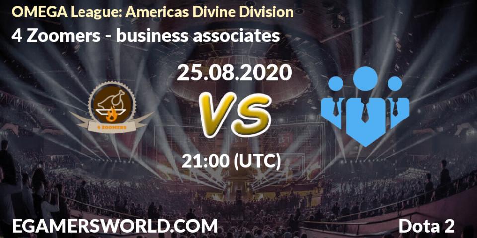 4 Zoomers - business associates: прогноз. 26.08.20, Dota 2, OMEGA League: Americas Divine Division