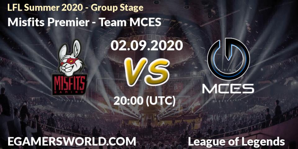 Misfits Premier - Team MCES: прогноз. 02.09.2020 at 20:00, LoL, LFL Summer 2020 - Group Stage