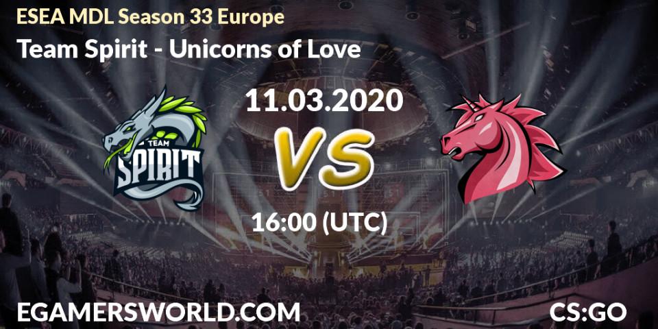Team Spirit - Unicorns of Love: прогноз. 11.03.2020 at 16:10, Counter-Strike (CS2), ESEA MDL Season 33 Europe
