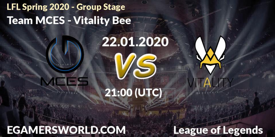 Team MCES - Vitality Bee: прогноз. 22.01.20, LoL, LFL Spring 2020 - Group Stage