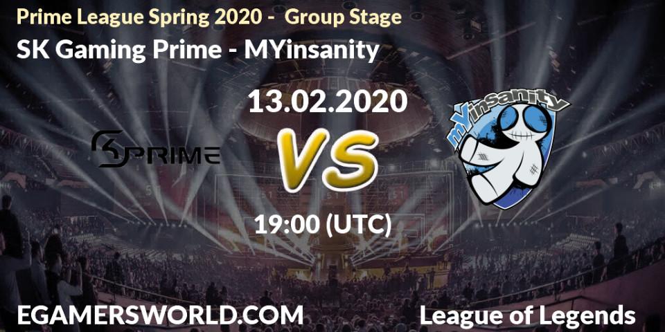 SK Gaming Prime - MYinsanity: прогноз. 13.02.2020 at 20:00, LoL, Prime League Spring 2020 - Group Stage
