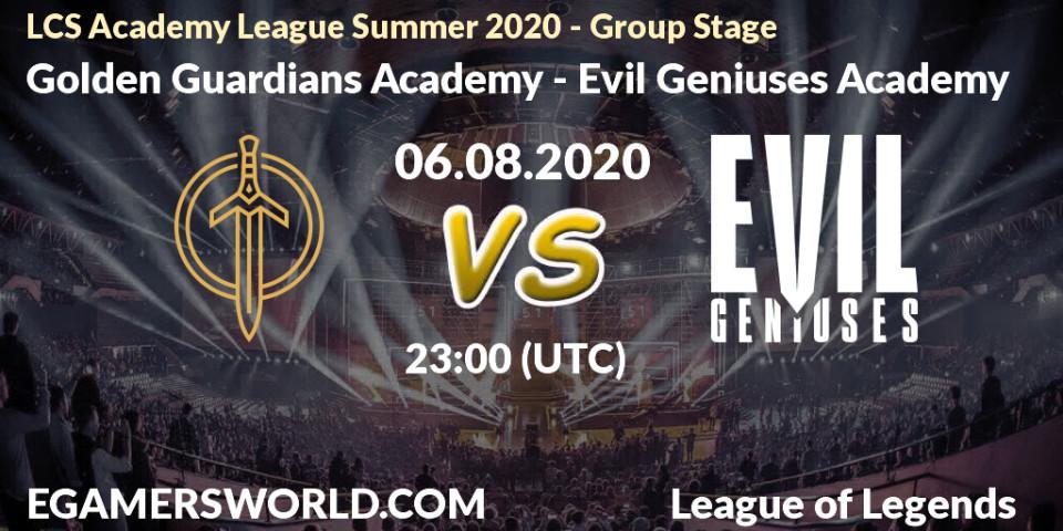 Golden Guardians Academy - Evil Geniuses Academy: прогноз. 07.08.2020 at 00:00, LoL, LCS Academy League Summer 2020 - Group Stage