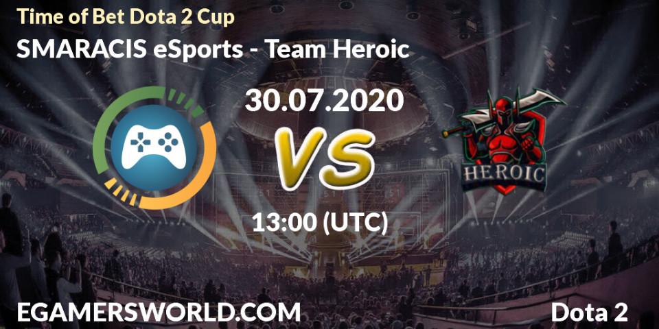 SMARACIS eSports - Team Heroic: прогноз. 30.07.2020 at 13:00, Dota 2, Time of Bet Dota 2 Cup