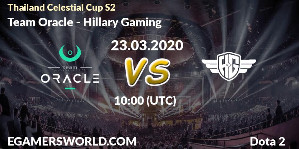 Team Oracle - Hillary Gaming: прогноз. 23.03.2020 at 10:20, Dota 2, Thailand Celestial Cup S2