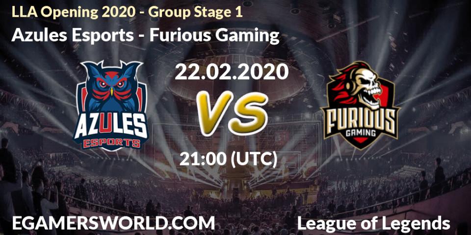 Azules Esports - Furious Gaming: прогноз. 22.02.2020 at 23:00, LoL, LLA Opening 2020 - Group Stage 1