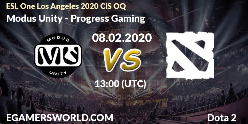 Modus Unity - Progress Gaming: прогноз. 08.02.20, Dota 2, ESL One Los Angeles 2020 CIS OQ