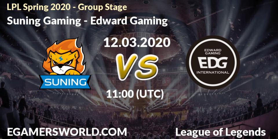 Suning Gaming - Edward Gaming: прогноз. 12.03.2020 at 11:00, LoL, LPL Spring 2020 - Group Stage (Week 1-4)