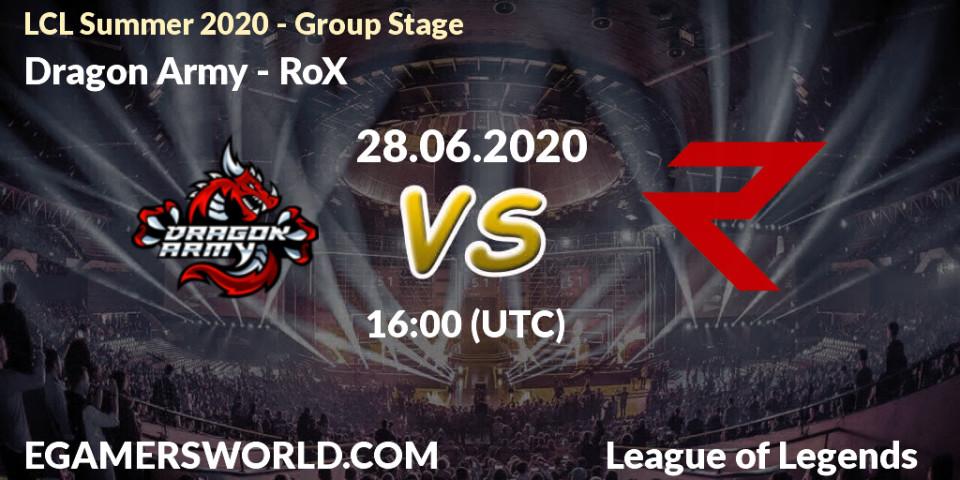 Dragon Army - RoX: прогноз. 28.06.2020 at 16:20, LoL, LCL Summer 2020 - Group Stage