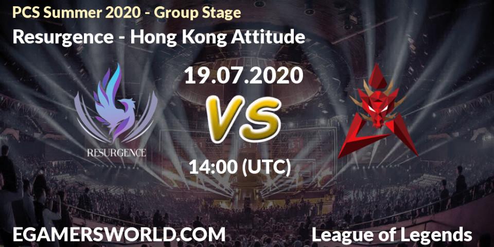 Resurgence - Hong Kong Attitude: прогноз. 19.07.2020 at 14:35, LoL, PCS Summer 2020 - Group Stage
