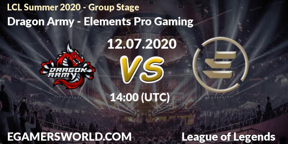 Dragon Army - Elements Pro Gaming: прогноз. 12.07.20, LoL, LCL Summer 2020 - Group Stage