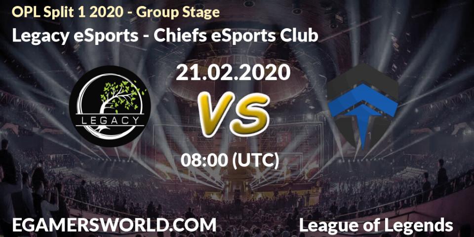 Legacy eSports - Chiefs eSports Club: прогноз. 21.02.20, LoL, OPL Split 1 2020 - Group Stage
