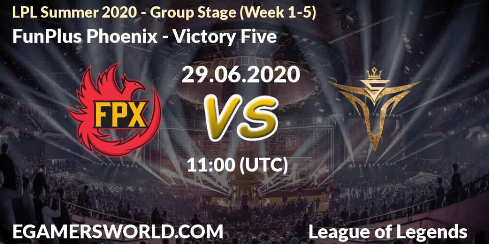FunPlus Phoenix - Victory Five: прогноз. 29.06.2020 at 11:41, LoL, LPL Summer 2020 - Group Stage (Week 1-5)
