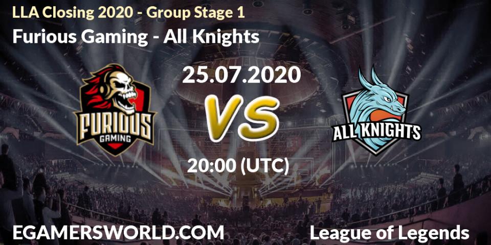 Furious Gaming - All Knights: прогноз. 25.07.2020 at 20:00, LoL, LLA Closing 2020 - Group Stage 1