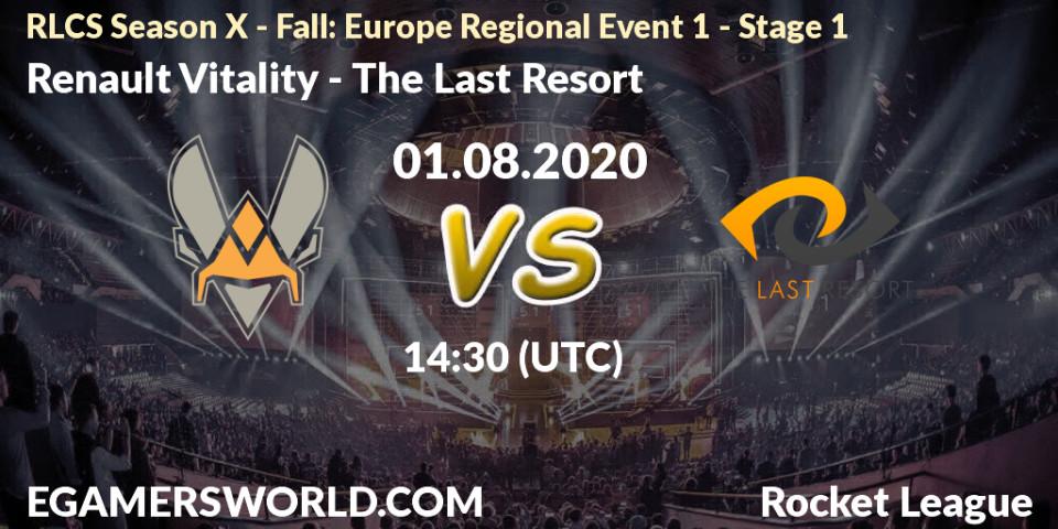 Renault Vitality - The Last Resort: прогноз. 01.08.2020 at 14:30, Rocket League, RLCS Season X - Fall: Europe Regional Event 1 - Stage 1