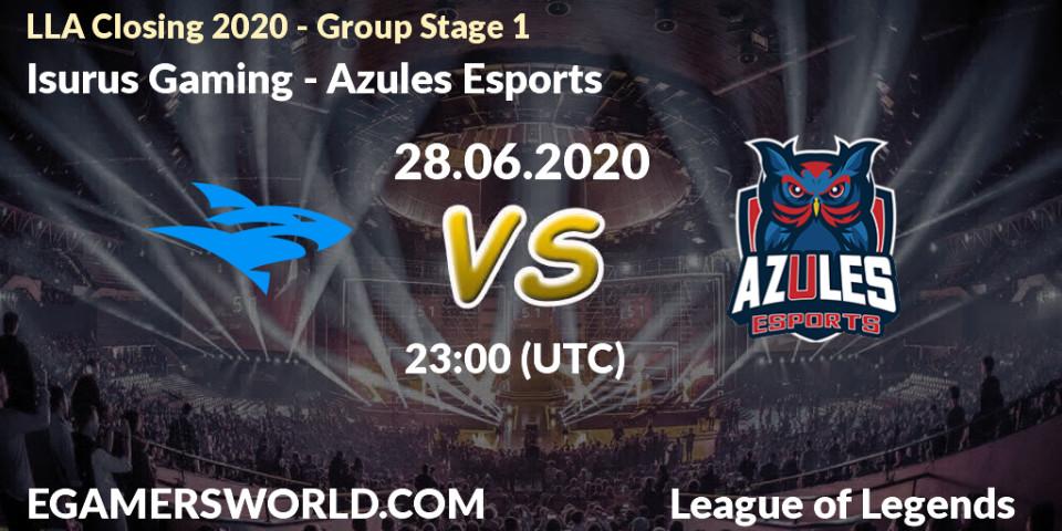 Isurus Gaming - Azules Esports: прогноз. 28.06.2020 at 23:00, LoL, LLA Closing 2020 - Group Stage 1