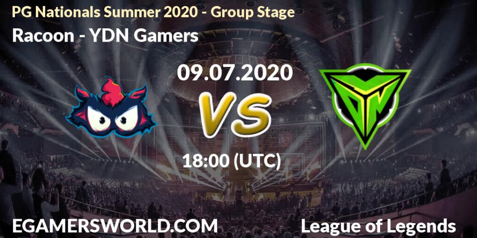 Racoon - YDN Gamers: прогноз. 09.07.2020 at 18:00, LoL, PG Nationals Summer 2020 - Group Stage
