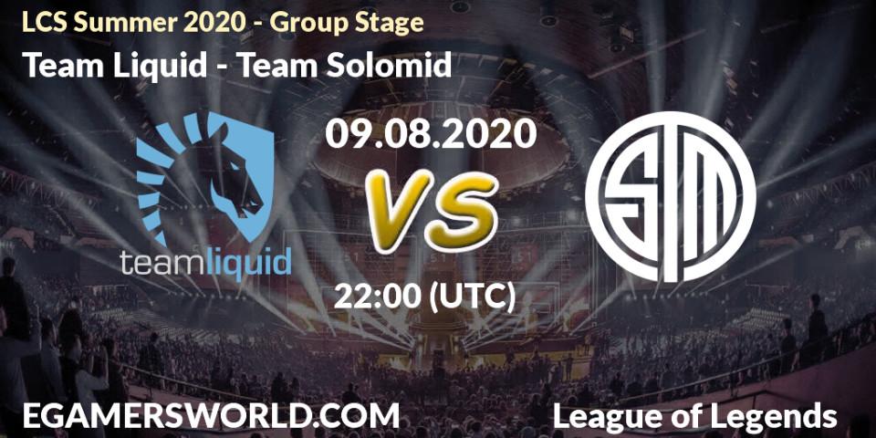 Team Liquid - Team Solomid: прогноз. 09.08.2020 at 22:00, LoL, LCS Summer 2020 - Group Stage