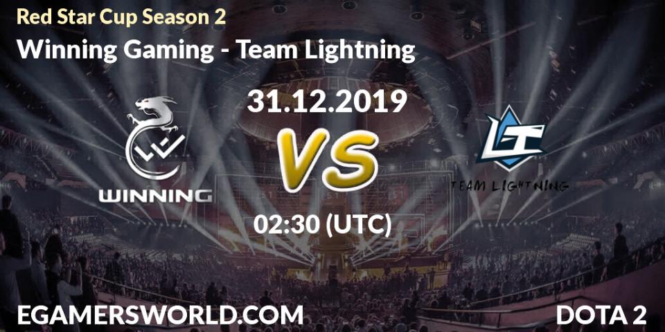 Winning Gaming - Team Lightning: прогноз. 31.12.2019 at 02:30, Dota 2, Red Star Cup Season 2