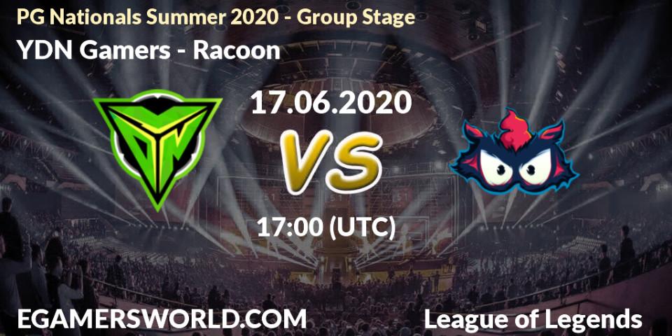 YDN Gamers - Racoon: прогноз. 17.06.2020 at 17:00, LoL, PG Nationals Summer 2020 - Group Stage