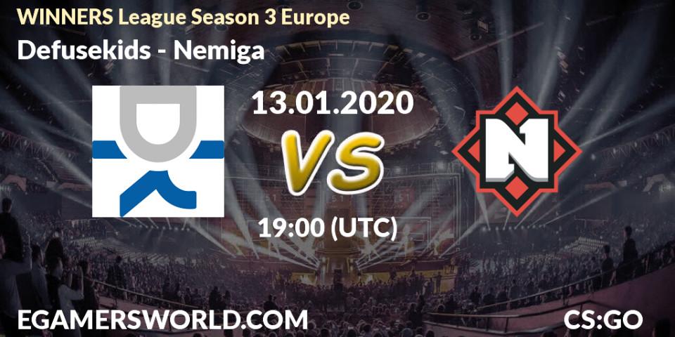 Defusekids - Nemiga: прогноз. 13.01.20, CS2 (CS:GO), WINNERS League Season 3 Europe