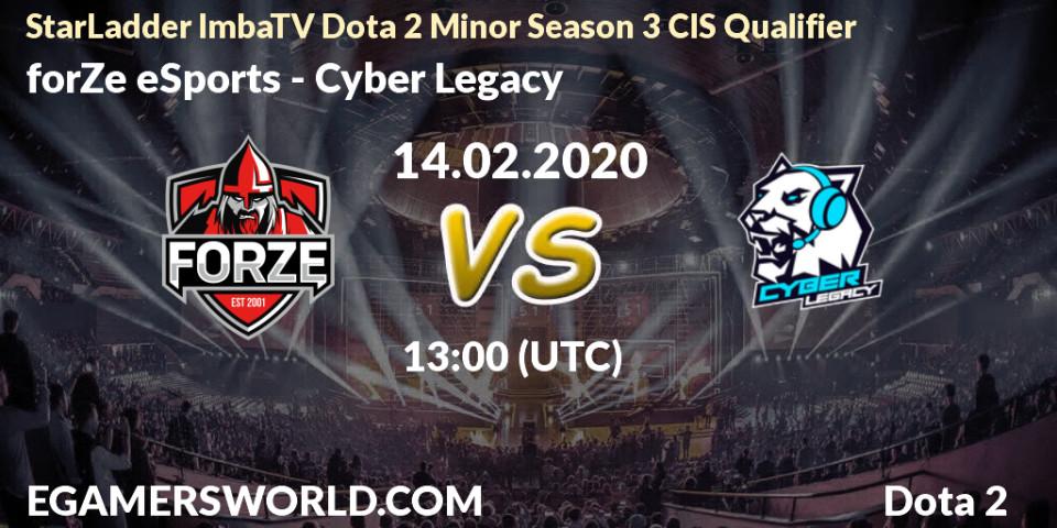 forZe eSports - Cyber Legacy: прогноз. 14.02.2020 at 12:56, Dota 2, StarLadder ImbaTV Dota 2 Minor Season 3 CIS Qualifier
