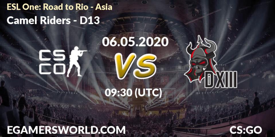 Camel Riders - D13: прогноз. 06.05.2020 at 09:30, Counter-Strike (CS2), ESL One: Road to Rio - Asia