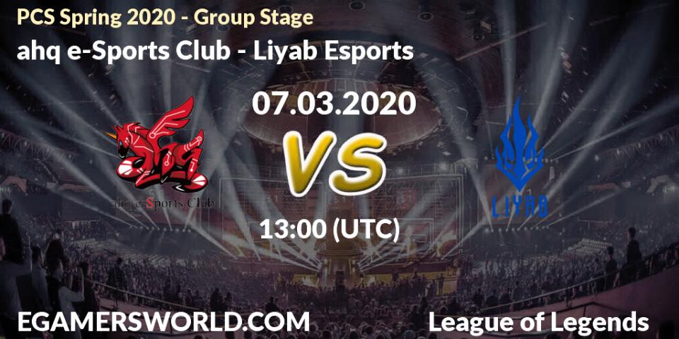 ahq e-Sports Club - Liyab Esports: прогноз. 07.03.2020 at 13:00, LoL, PCS Spring 2020 - Group Stage