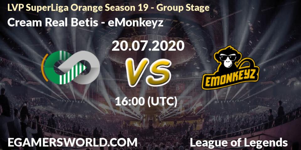 Cream Real Betis - eMonkeyz: прогноз. 20.07.2020 at 18:00, LoL, LVP SuperLiga Orange Season 19 - Group Stage
