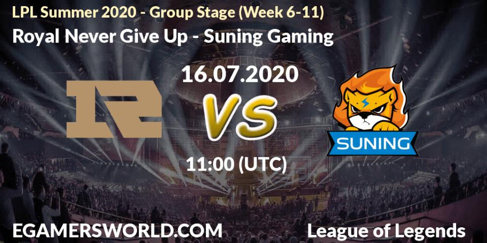 Royal Never Give Up - Suning Gaming: прогноз. 16.07.2020 at 11:25, LoL, LPL Summer 2020 - Group Stage (Week 6-11)