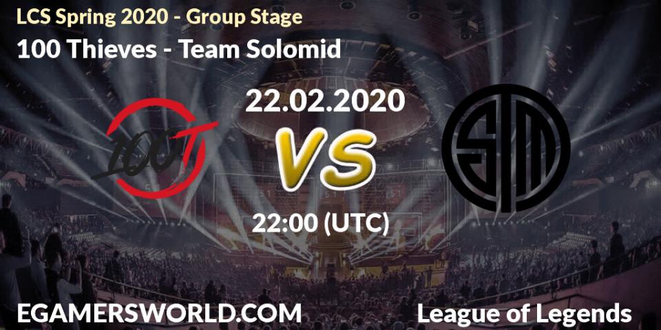 100 Thieves - Team Solomid: прогноз. 22.02.2020 at 22:00, LoL, LCS Spring 2020 - Group Stage