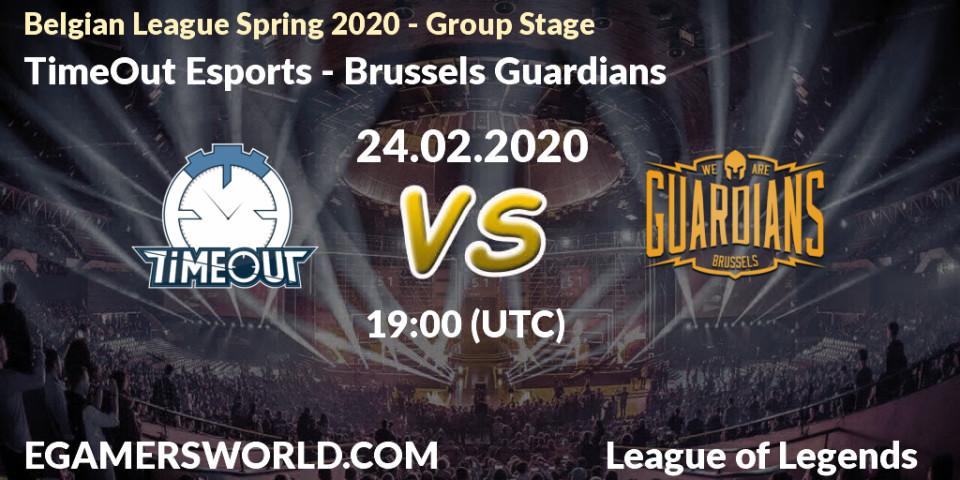 TimeOut Esports - Brussels Guardians: прогноз. 24.02.2020 at 19:00, LoL, Belgian League Spring 2020 - Group Stage