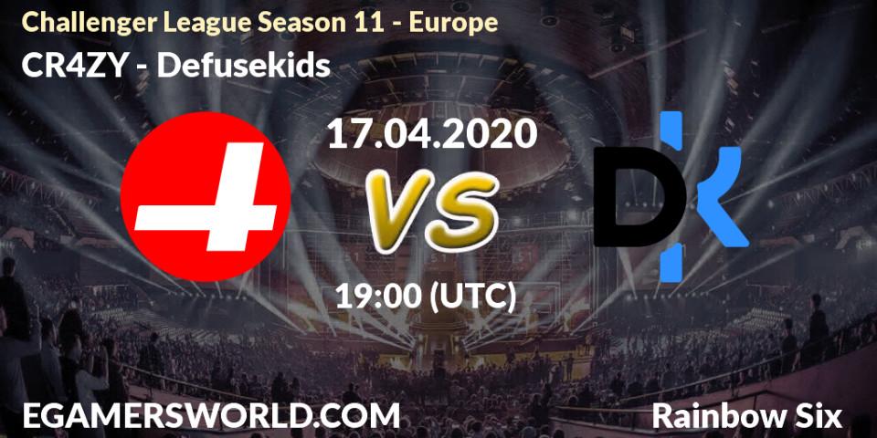 CR4ZY - Defusekids: прогноз. 17.04.2020 at 19:00, Rainbow Six, Challenger League Season 11 - Europe