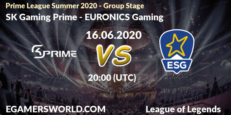 SK Gaming Prime - EURONICS Gaming: прогноз. 16.06.2020 at 20:00, LoL, Prime League Summer 2020 - Group Stage