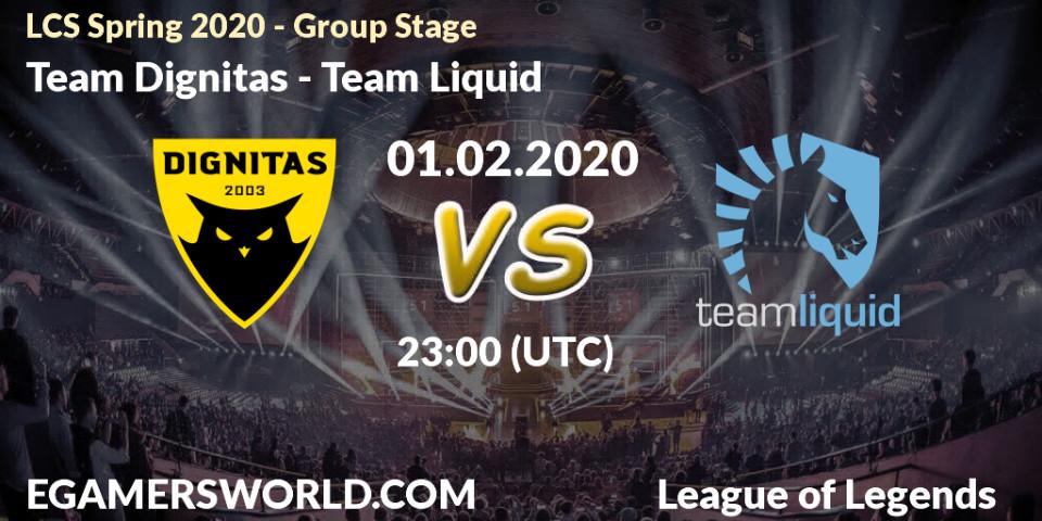 Team Dignitas - Team Liquid: прогноз. 01.02.20, LoL, LCS Spring 2020 - Group Stage