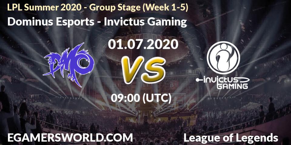 Dominus Esports - Invictus Gaming: прогноз. 01.07.20, LoL, LPL Summer 2020 - Group Stage (Week 1-5)