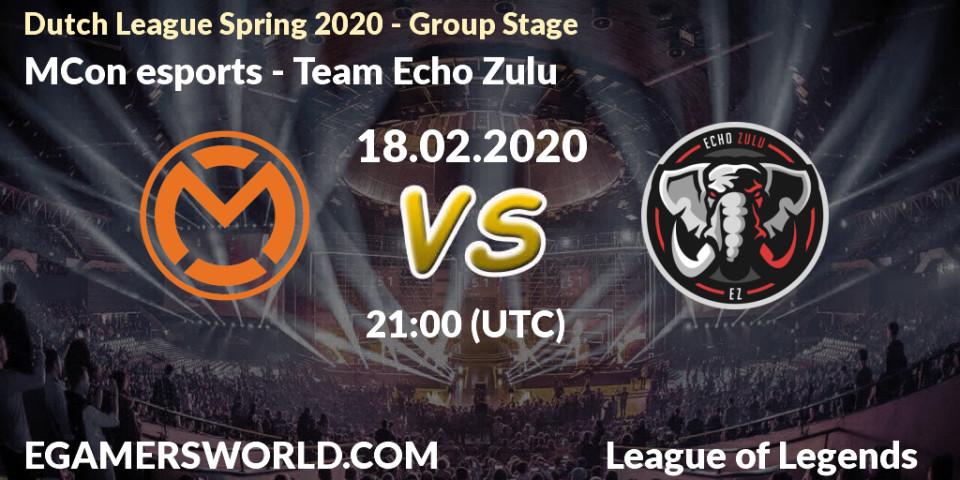 MCon esports - Team Echo Zulu: прогноз. 18.02.20, LoL, Dutch League Spring 2020 - Group Stage