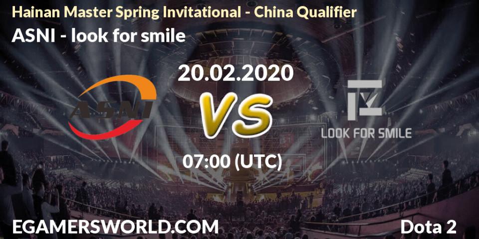 ASNI - look for smile: прогноз. 20.02.2020 at 11:52, Dota 2, Hainan Master Spring Invitational - China Qualifier