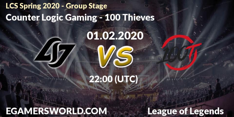 Counter Logic Gaming - 100 Thieves: прогноз. 01.02.20, LoL, LCS Spring 2020 - Group Stage